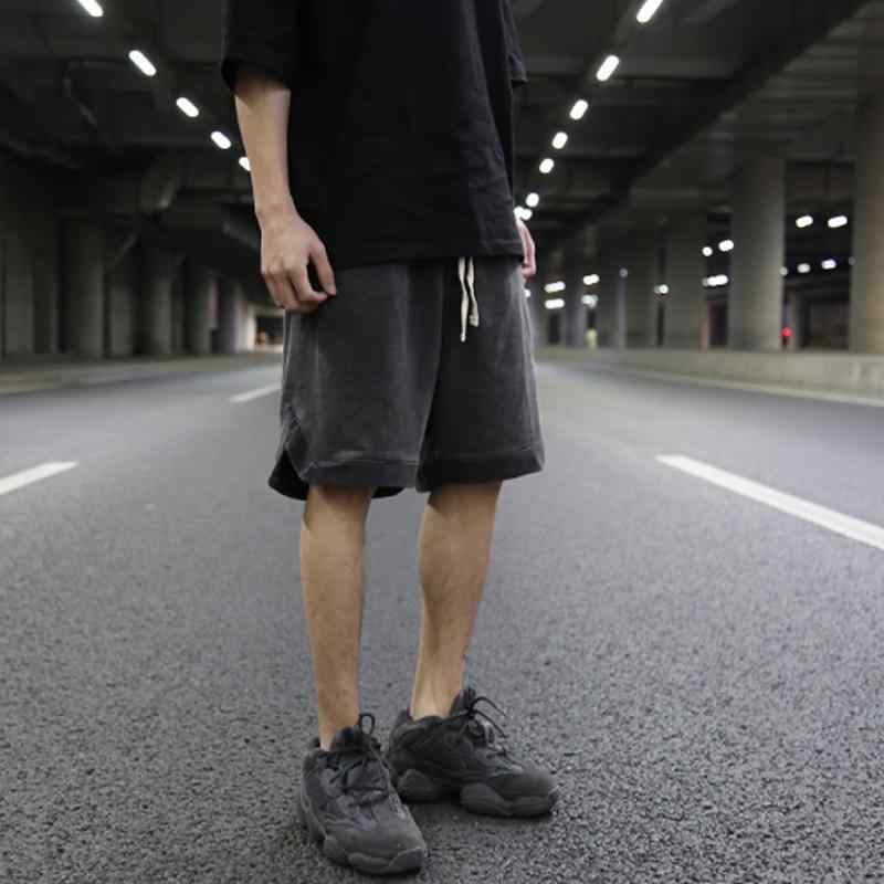 楽天フロントップ楽天市場店ショートパンツ メンズ スウェット生地 伸縮性 ルーズフィット ウォッシュ加工 ダメージ加工 裾スリット カジュアル 普段使い ストリート スポーツ 膝上丈 ハーフパンツ 春夏