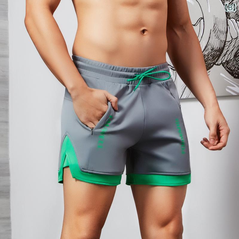 ショートパンツ メンズ 春夏 スポーツ 速乾 吸湿速乾 通気性 3分丈 ポケット ジッパー おしゃれ ランニング トレーニング フィットネス カジュアル ウエストゴム ポリエステル 伸縮