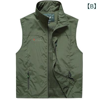 フロントップ楽天市場店のベスト メンズ 男性用 メッシュ 速乾 薄手 釣り アウトドア カメラマン 多機能ポケット 作業着 大きいサイズ ビッグシルエット ナイロン カジュアル｜アングル3