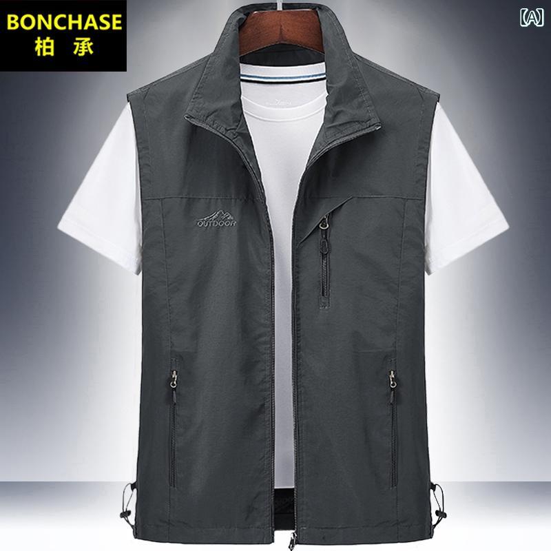 ベスト メンズ 男性用 速乾 マルチポケット 多機能 大きいサイズ ゆったり ナイロン 軽量 アウトドア カジュアル レジャー 釣り 撮影 登山 普段使い
