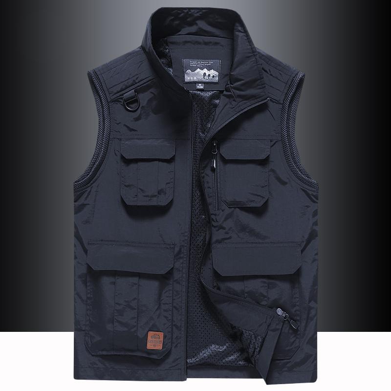 ベスト メンズ 男性用 アウトドア フィッシング 釣り 撮影 カメラマン 春夏 薄手 軽量 速乾 ナイロン 多機能 マルチポケット 大容量収納 ゆったり スタンドカラー アウター 普段使い レジャー 旅行 キャンプ トップス(4)