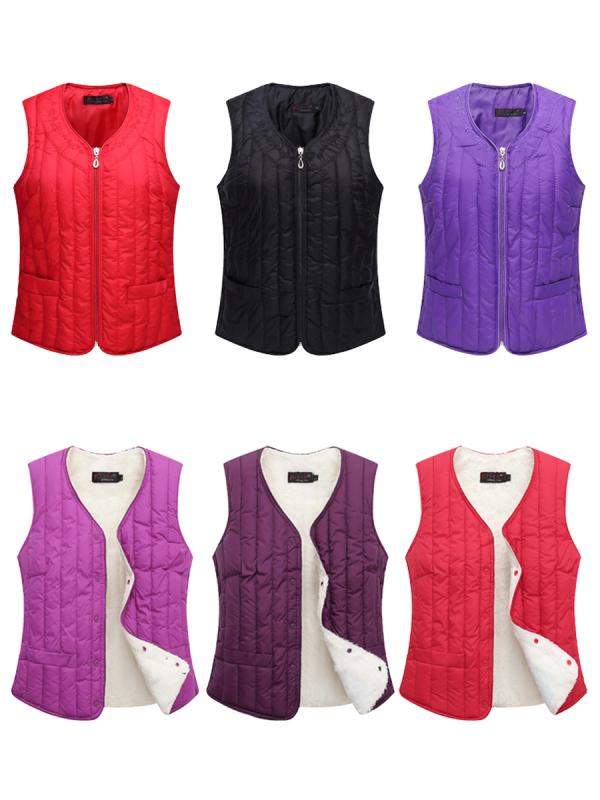 ベスト ジレ レディース ミセス 女性 通勤 暖かい 中綿 Vネック ジップアップ ショート丈 インナー 秋冬 ゆったり 大きいサイズ