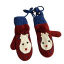 手袋 レディース おしゃれ 冬 暖かい ニット 刺繍 かわいい トナカイ 裏起毛 ミトン 女の子 韓国 暖かい