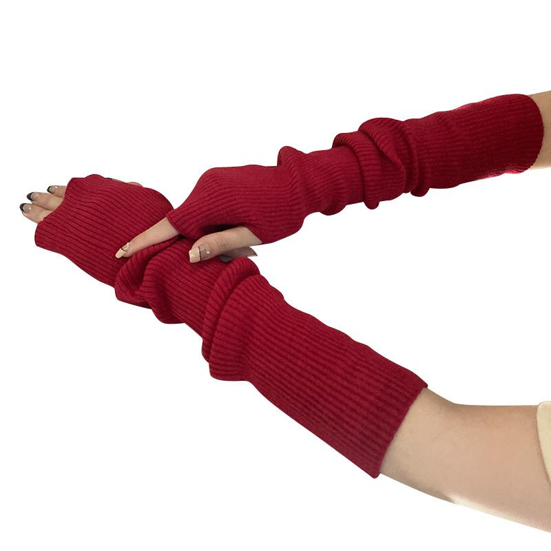 手袋 レディース おしゃれ ニット ロング丈 秋冬 防寒 暖かい 指なし タッチパネル 無地 学生 自転車 ..