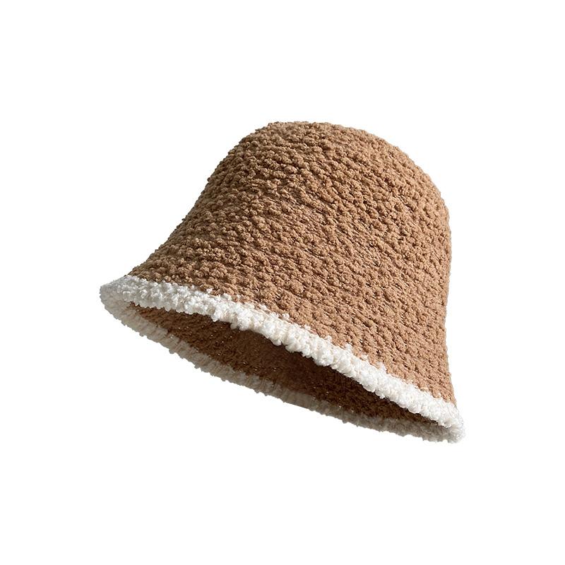 バケットハット レディース おしゃれ 秋冬 羊羔 ジョイントカラー 暖かい 大きめサイズ 小顔効果 上品 シンプル