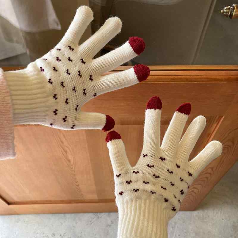 手袋 レディース おしゃれ 冬 厚手 暖かい 学生 自転車 防寒 タッチパネル 分指 五本指 防風 シンプル