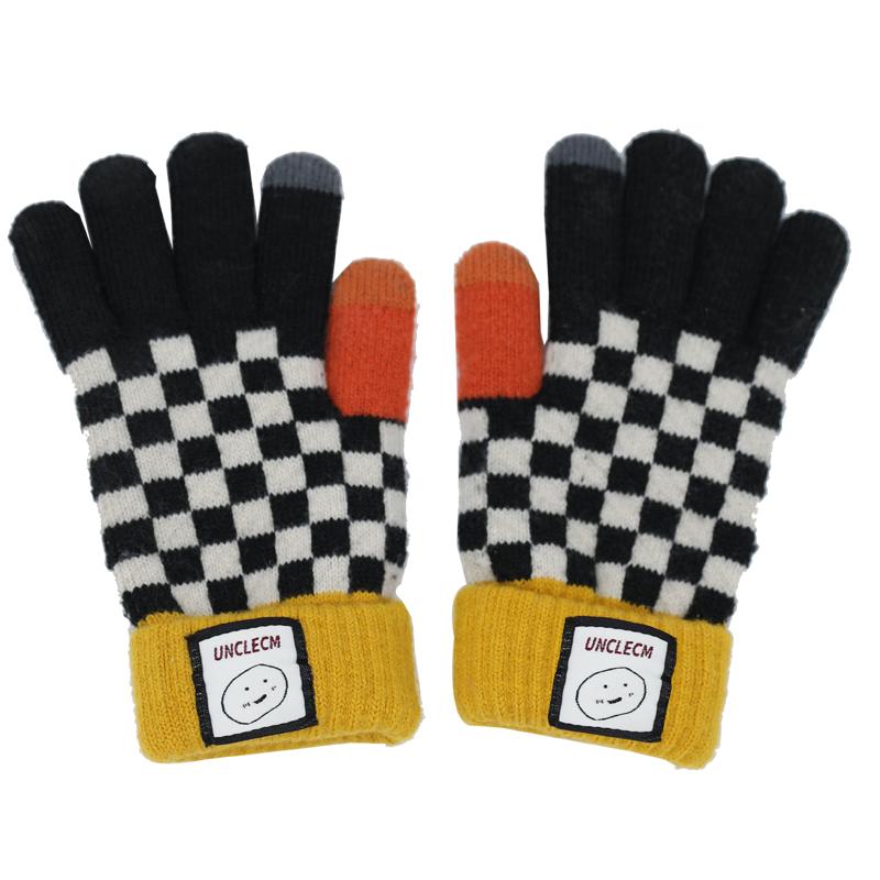 手袋 レディース おしゃれ メンズ 秋冬 チェック柄 タッチパネル 五本指 厚手 暖かい 可愛い 学生 自転車