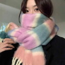 マフラー レディース おしゃれ 冬 暖かい 太め ボーダー 柄 フリンジ 暖かい 韓国 学生 カジュアル