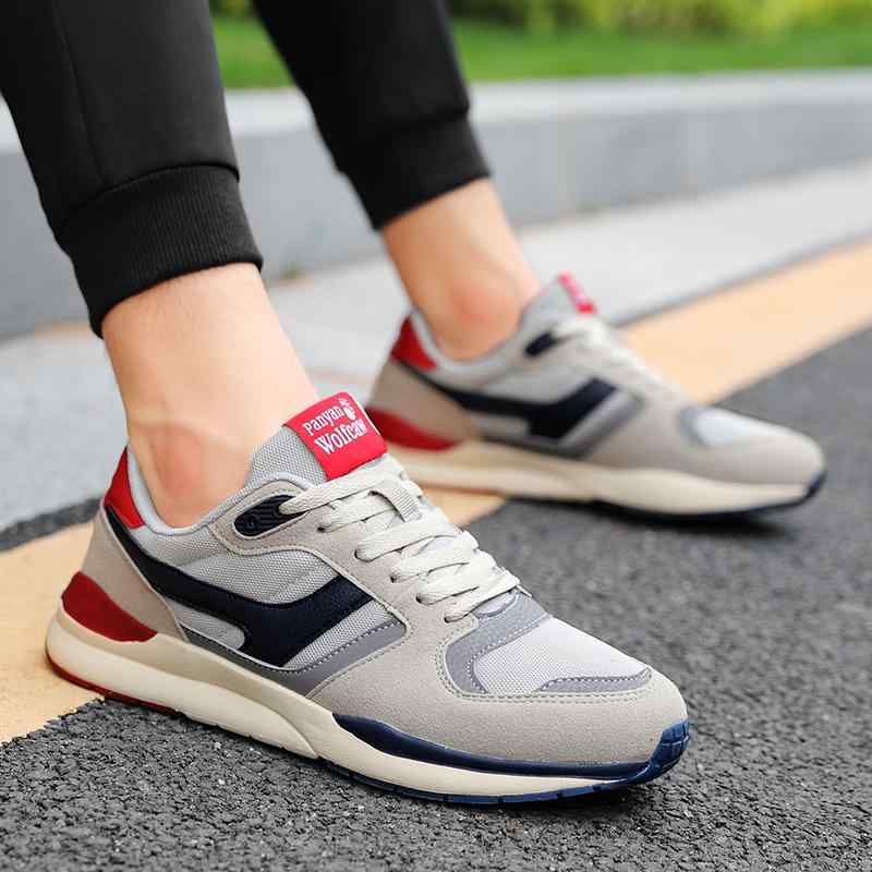 スニーカー メンズ 春秋 スポーツ ランニング ジョギング ウォーキング 旅行用 革 スエード レザー 軽量 カジュアル アウトドア 切り替え ラウンドトゥ