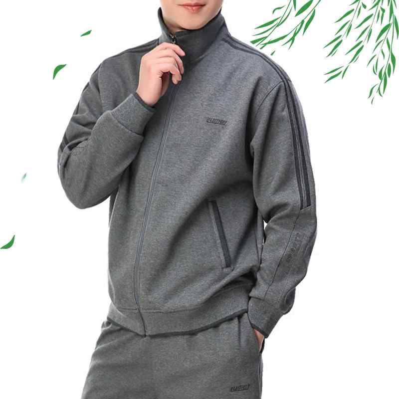 スポーツウェア メンズ シニア お父さん 春秋 上下セット ゆったり カジュアル ルームウェア 吸湿速乾 通気性 暖かい UVカット 綿混 ポリエステル混 襟 ジップアップ 大きいサイズ