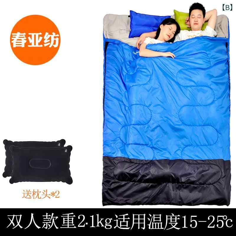寝袋 大人 ダブル 二人用 カップル ペア アウトドア キャンプ 登山 車中泊 秋冬 厚手 防寒 暖かい 暖かい 封筒型 連結 綿 フランネル ポリエステル ポータブル 持ち運び