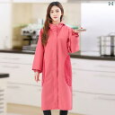 エプロン スモック 防護服 赤 黒 ネイビ 水玉 カモフラ キッチン 長袖 ポケット かわいい レディース メンズ ガーデニング 防水 ファスナー 前開き フー...