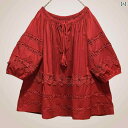 トップス レディース おしゃれ 春夏 長袖 ラウンドネック オフショル プルオーバー チュニック ふんわり 刺繍 白 赤 紺