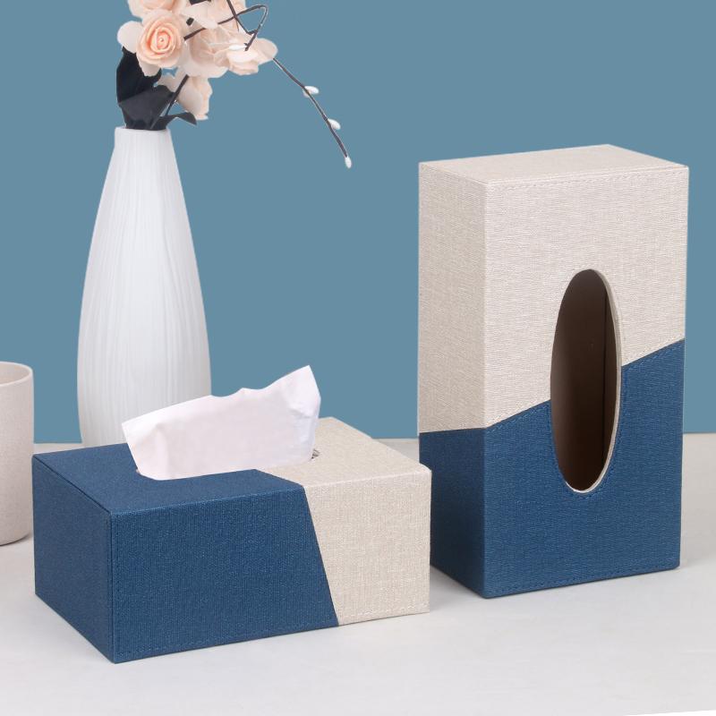 ティッシュケース レザー 革製 おしゃれ かわいい 北欧風 映え リビング 卓上 デスク オフィス シンプル モダン 長方形 斜めカット ブラック アイボリー グレー ブルー 大理石柄