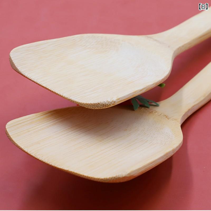 ターナー キッチン用品 木製 ノンスティックフライパン ロングハンドル 炒め物用 大カーブ フライ返し へら 中華鍋 快適グリップ