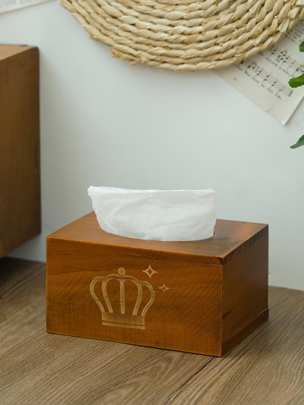 ティッシュケース 無垢材 木製 長方形 家庭用 リビング 卓上 飲食店 業務用 ナプキンケース レトロ ヴ..