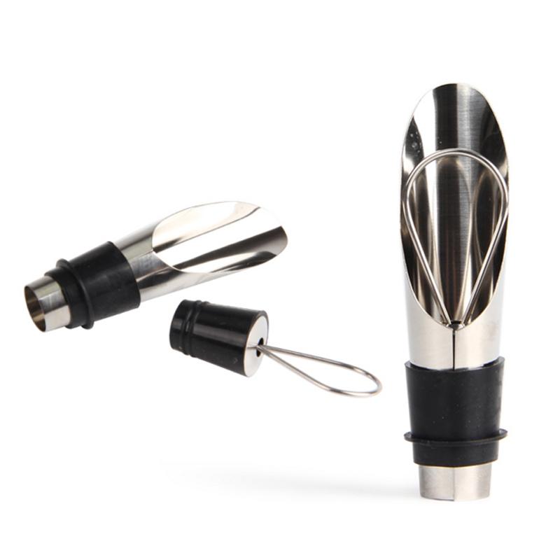 ワイン栓 ステンレス製 シリコン製 ポアラー ロングタイプ 注ぎ口 液だれ防止 デキャンタ エアレーター..