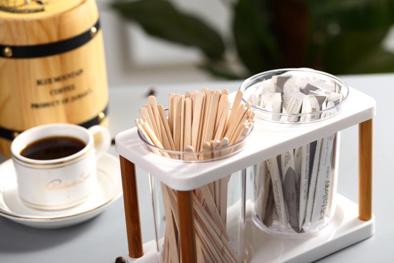 卓上収納 木製 木 カトラリーボックス 箸立て 家庭用 コーヒーマドラー ストローホルダー ダブル筒 整..