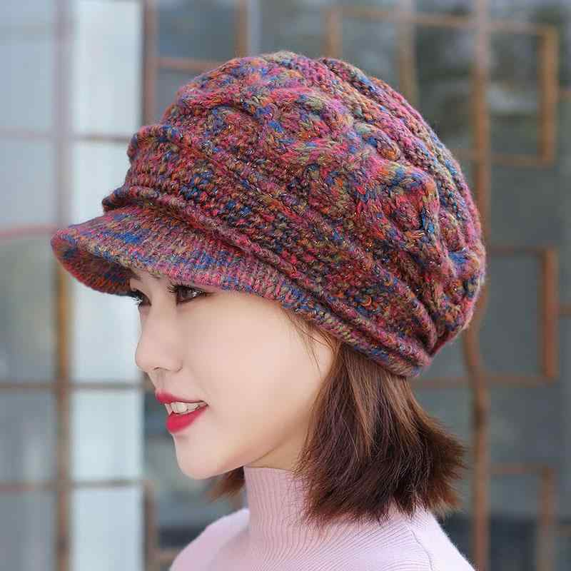 ニット帽 レディース 女性用 ウール混 ウール 手編み ハンドメイド 防寒 暖かい あったかい 伸縮性 つ..