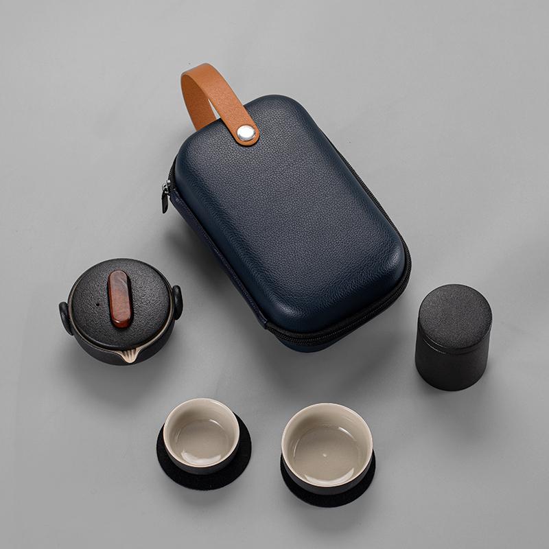 茶器セット 陶器 中国風 携帯 ポータブル ティーポット カップ2個 旅行 アウトドア オフィス 自宅 1人..