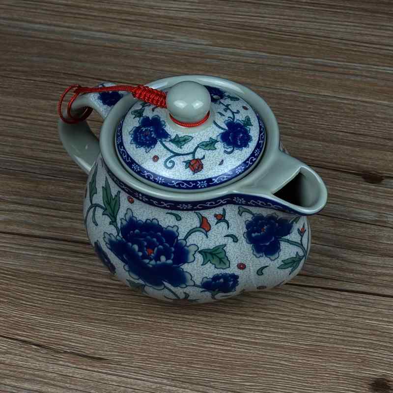 ティーポット 青花磁器 牡丹 花柄 家庭用 自宅用 茶こし フィルター レトロ 中華風 オリエンタル 手作..