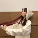 ニットハット レディース 手編み ざっくり編み アクリル つば広 耳あて 上品 エレガント カジュアル 普段使い 秋冬 黒 グレー ベージュ