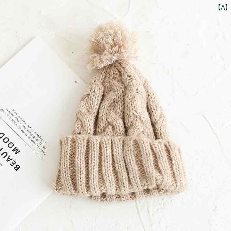 ニット帽 レディース 女性用 ポンポン ウール混 秋冬 防寒 暖かい あったか かわいい おしゃれ カジュアル 韓国風 シンプル 伸縮性 普段使い ニットキャップ ビーニー 2