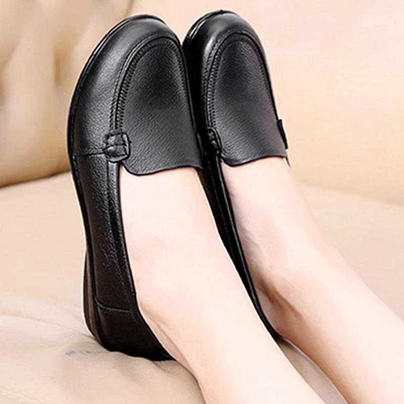 婦人靴 ミセス シニア 春夏 革 牛革 柔らか ソフトソール フラットヒール スリッポン 快適 ラウンドトゥ 無地 普段使い デイリー