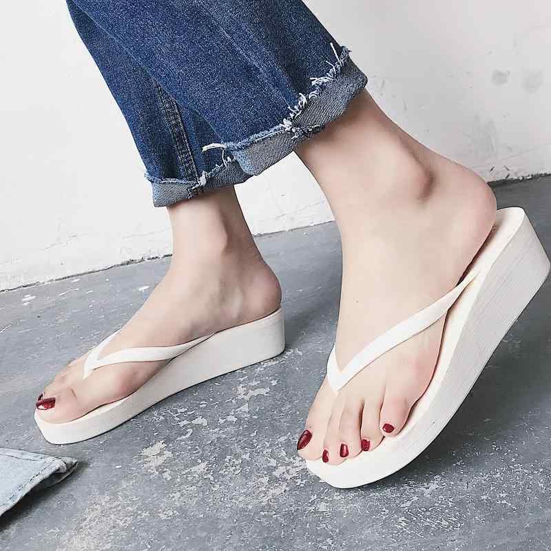 サンダル レディース 春夏 外履き 韓国風 厚底 ミドルヒール 無地 ビーチ トングサンダル 普段使い レジャー 軽量 歩きやすい リゾート