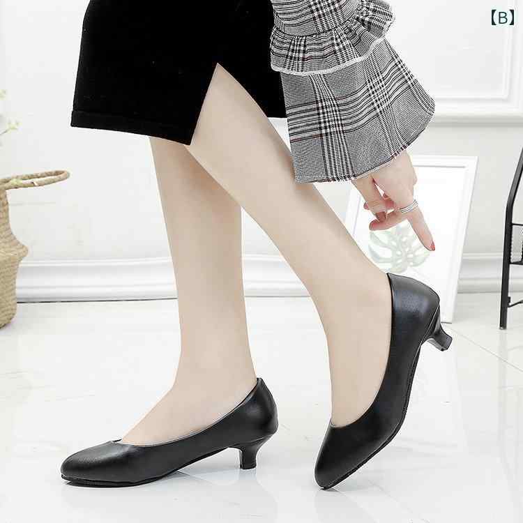 パンプス レディース 女性用 快適 ソフトレザー 柔らかい 疲れにくい 3cm 5cmヒール 細ヒール スティレットヒール ラウンドトゥ PUレザー ブラック 春秋 オフィス フォーマル ビジネス 通勤 仕事用 スリッポン frontop-13106111 フロントップ楽天市場店 サンプル画像2