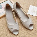 サンダル レディース ママ 春夏 革 レザー 牛革 フラット ローヒール オープントゥ スリッポン 普段使い 軽量 コンフォート