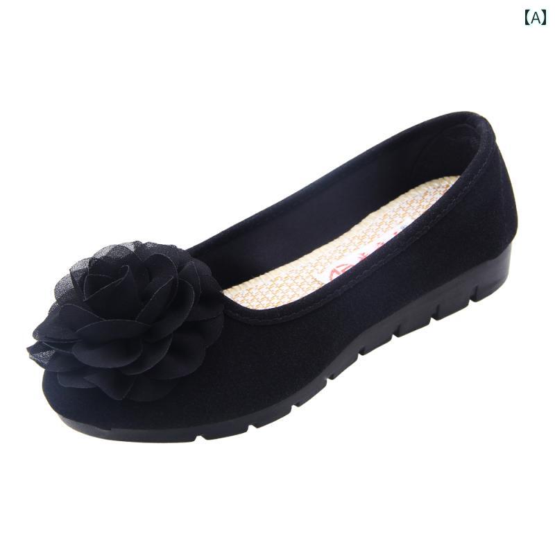 フラットシューズ レディース ぺたんこ靴 浅履き ラウンドトゥ 布製 柔らかい コンフォート スリッポン..