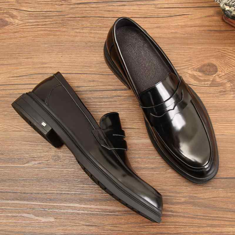 ローファー メンズ 男性用 ビジネス カジュアル 革 牛革 エナメル 厚底 スリッポン ラウンドトゥ ロー..