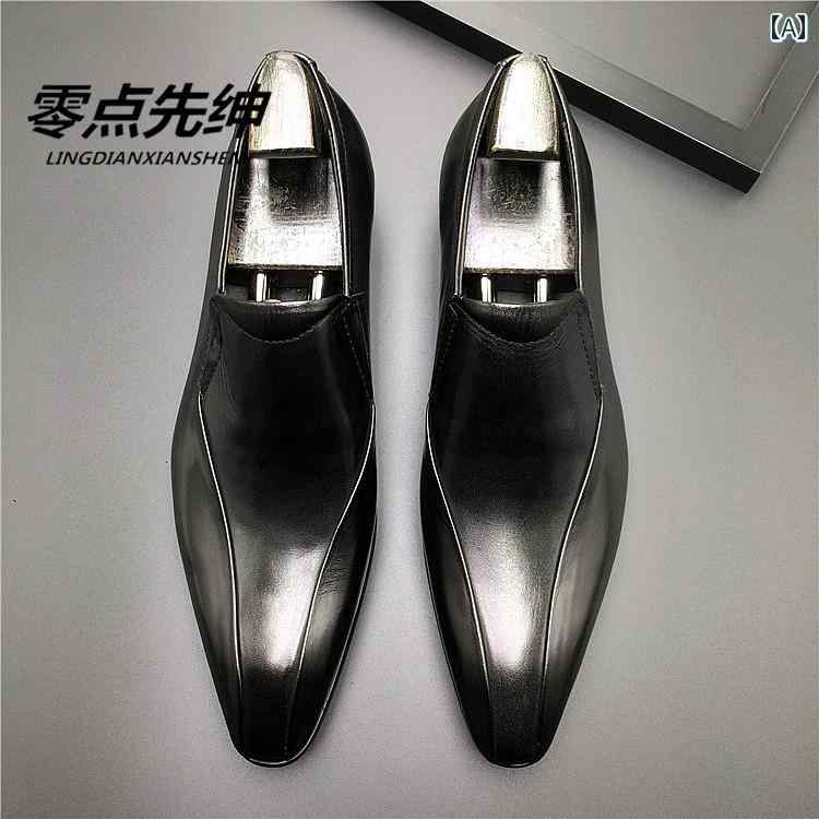 ローファー メンズ 革 ビジネス カジュアル ポインテッドトゥ イングランドスタイル 紳士靴 通勤 通気性 牛革 ラバーソール ブラック ブラウン