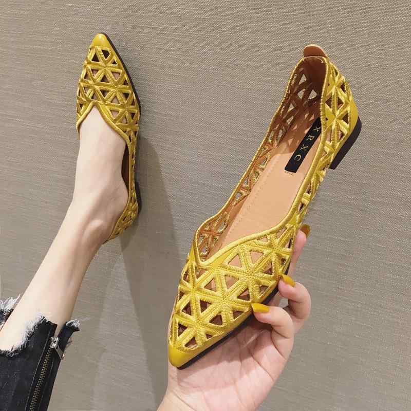 サンダル レディース ポインテッドトゥ フラットシューズ カットアウト 花柄 スリッポン 合皮 通気性 ソフトソール 柔らかな履き心地 浅履き 万能 普段使い 通勤 オフィス 大きいサイズ 夏