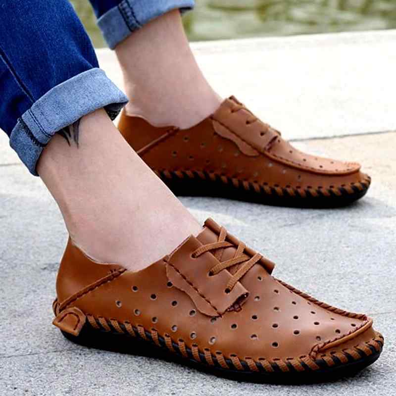 レザーサンダル メンズ 革 牛革 パンチング メッシュ クローズドトゥ 通気性 軽量 快適 ビジネス カジュアル 普段使い レースアップ 夏物 ブラック ブラウン