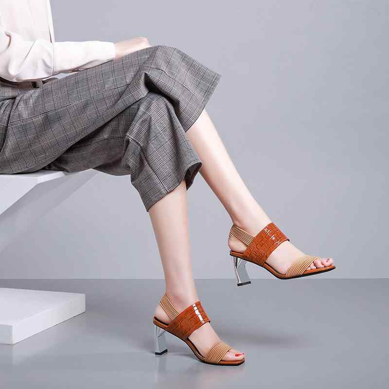 サンダル レディース 痛くなりにくい 疲れにくい 春夏 太ヒール チャンキーヒール ハイヒール オープントゥ ワンストラップ エナメル 光沢 牛革 羊革 普段使い お出かけ カジュアル 通勤