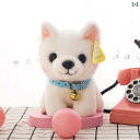 ぬいぐるみ 人形 おもちゃ 子ども かわいい 子犬 柴犬 ホワイト 首輪付き ベル付き 座っている プレゼント 女の子 男の子 大中小