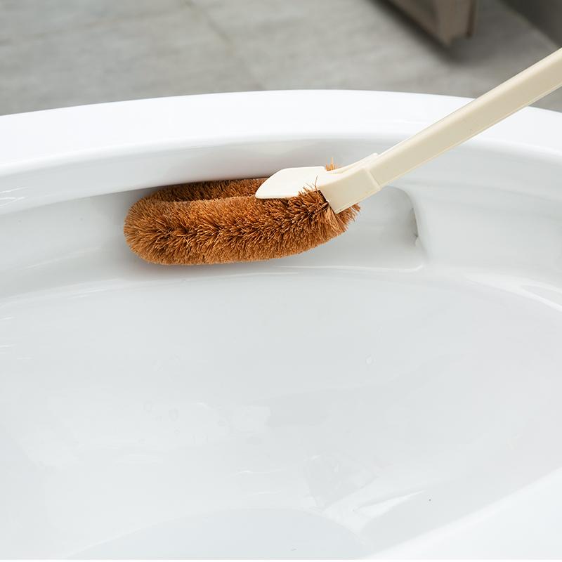 トイレブラシ ココナッツ 木製長柄 PP 家庭用 壁掛け式 穴あけ不要 省スペース 耐久性 便器クリーナー ..