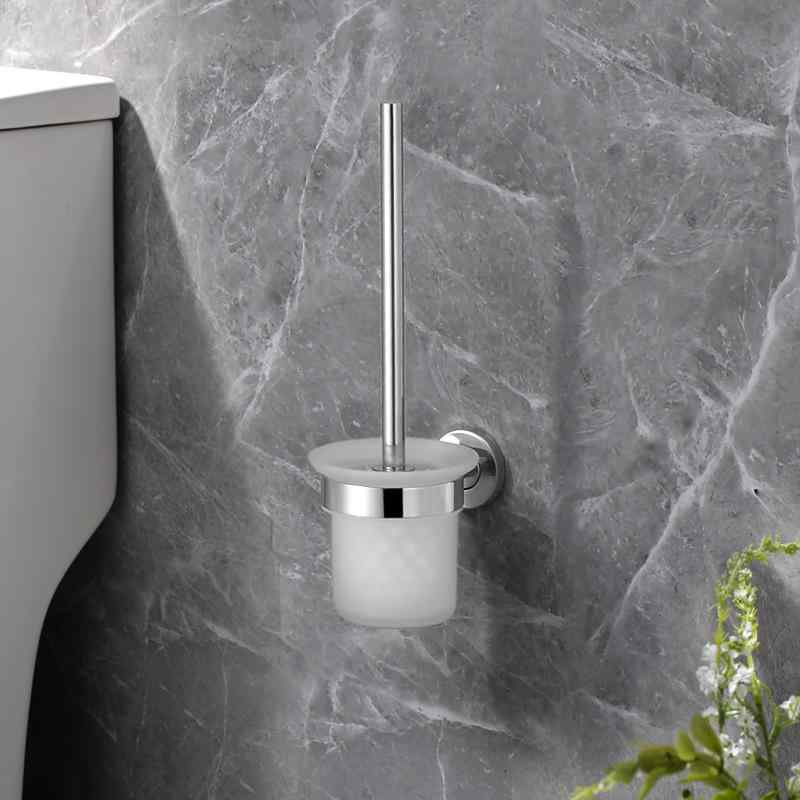 トイレブラシ ステンレス鋼 穴開け式 壁掛けタイプ 浴室用 ヘアライン仕上げ 丸型固定台 衛生的 スタイ..