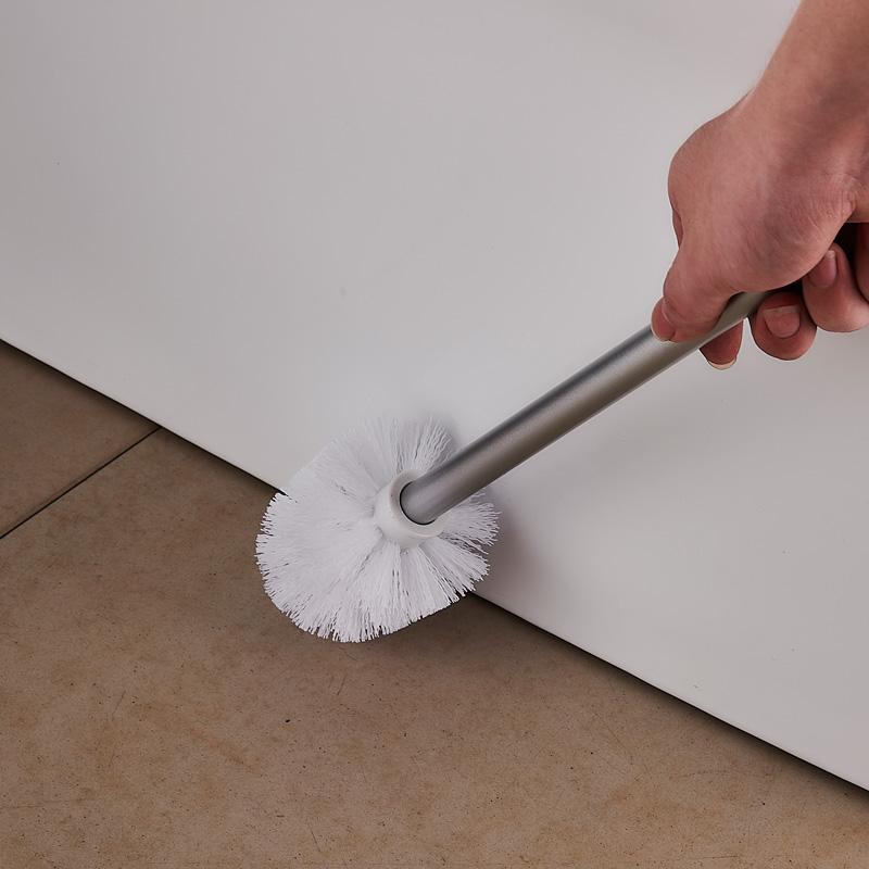 トイレブラシ 穴あけ不要 壁掛け式 アルミニウム合金製 ウォールマウント 死角なし 便器掃除 ロングハ..