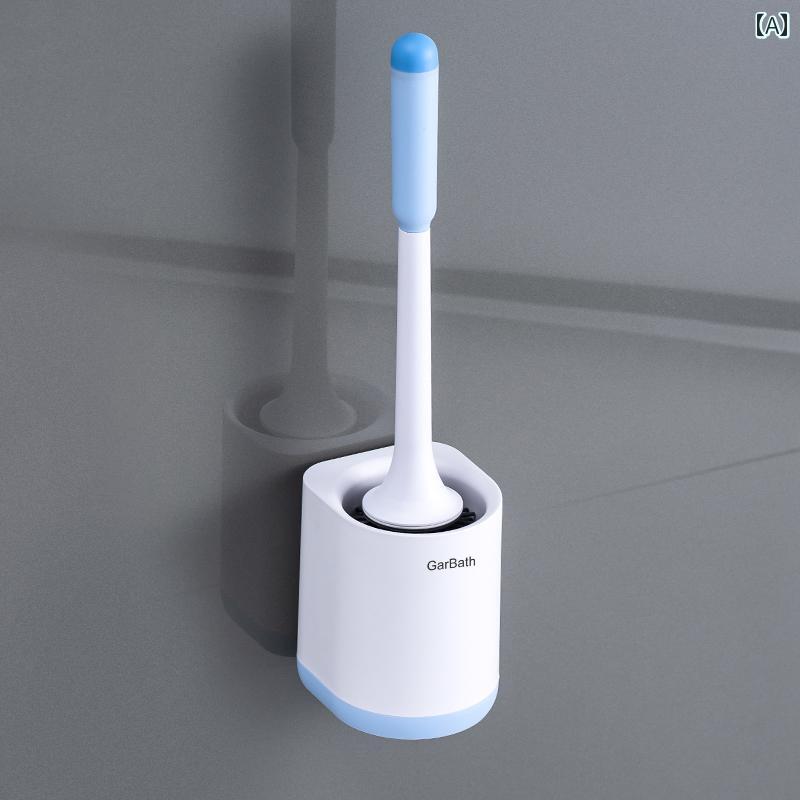 トイレブラシ 壁掛け 穴開け不要 ウォールマウント 長柄 ロングハンドル ソフトブラシ 柔らかい毛 家庭..