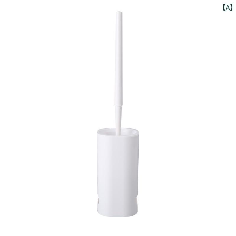 トイレブラシ 長柄 壁掛け式 穴開け不要 隅々まで徹底清掃 スキマ掃除 家庭用 浴室 トイレ清掃用品 ホルダー 乳白(3.0)