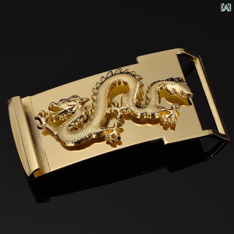 ベルトバックル フラット 交換用 龍モチーフ 馬モチーフ ヒョウモチーフ 単品販売 ゴールド シルバー 穴あきベルト用 32cm 37cm幅