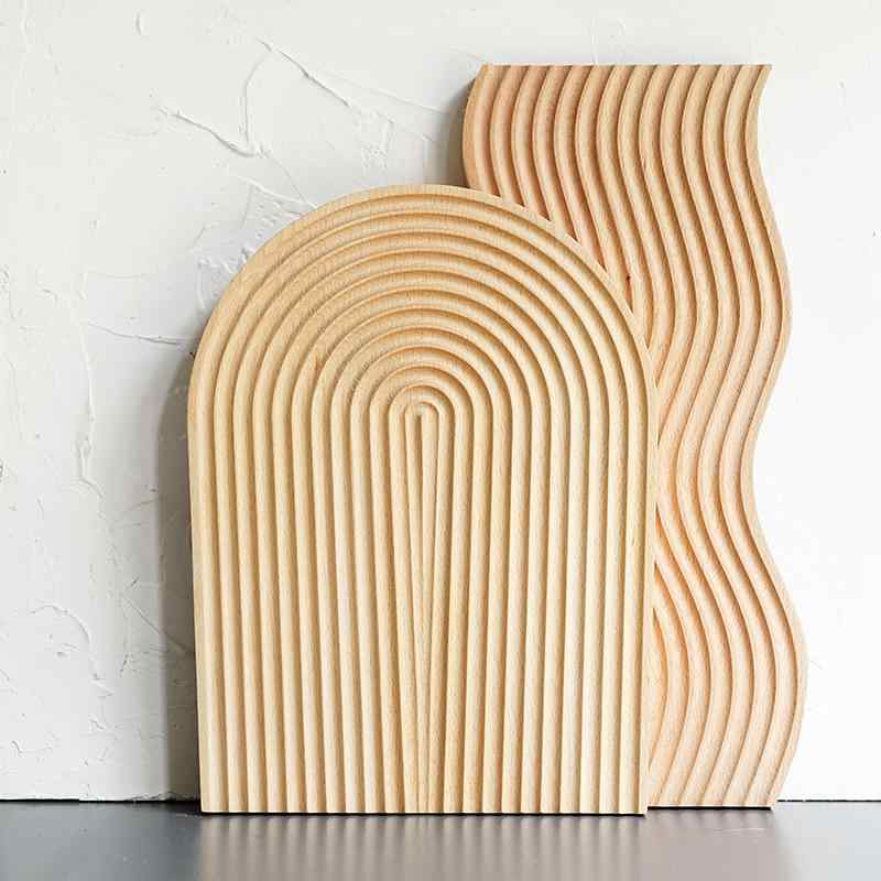 カッティングボード 北欧風 ブナ材 まな板 朝食プレート パン皿 木 無垢材 おしゃれ 曲面 フルーツ ケ..