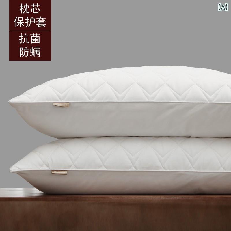 枕カバー 枕プロテクター 綿 コットン 中綿 キルティング 厚手 防ダニ加工 シングル用 洗える 枕インナーカバー ピローケース ホワイト