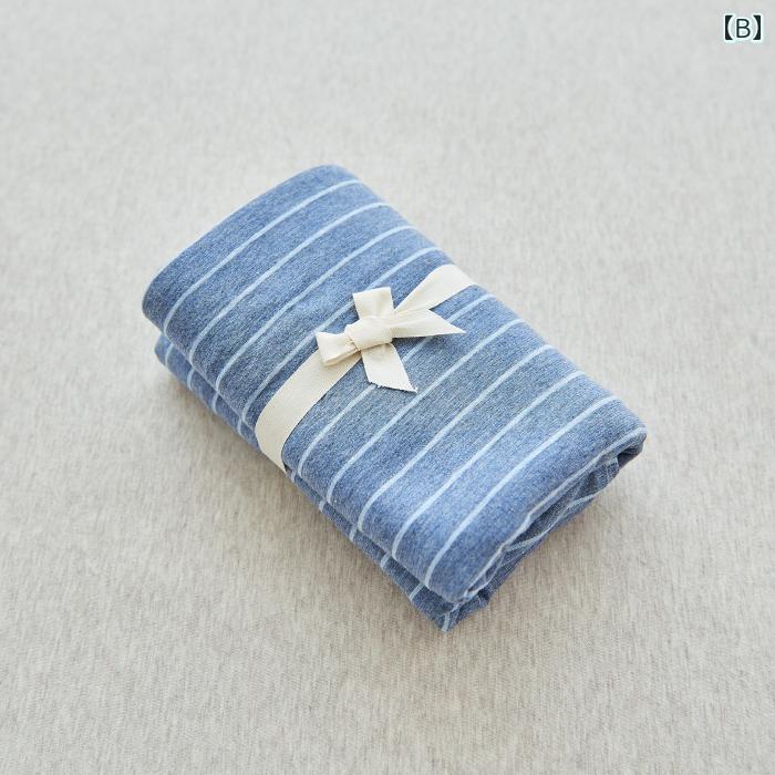 枕カバー シンプル ナチュラル 天竺ニット 綿 ストライプ やわらか肌触り 吸湿性 通気性 ピローケース 48x74cm 単品 [2]