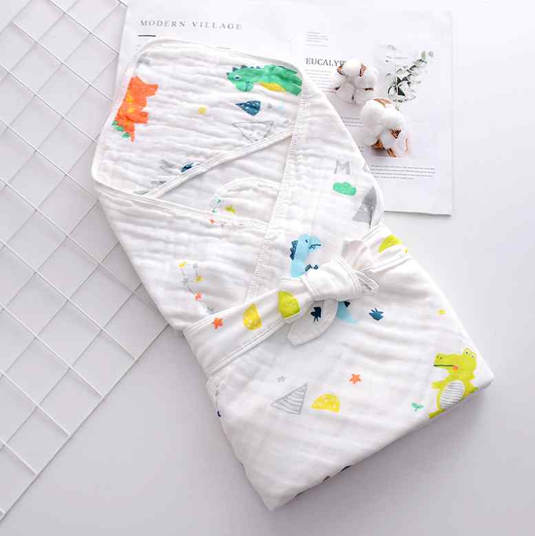 ベビー おくるみ 新生児 赤ちゃん 6重ガーゼ 綿 オールシーズン 薄手 恐竜柄 寝袋 ブランケット 吸湿速乾 通気性 やわらか お昼寝 冷房対策 肌掛け