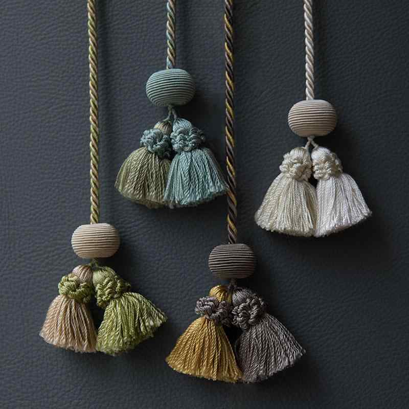 カーテンタッセル ミニ フリンジ カーテン留め ロープ クラシック シンプル ナチュラル モダン インテ..