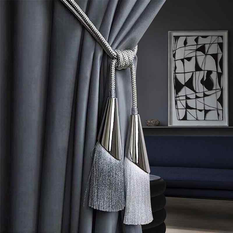 カーテンタッセル モダン シンプル おしゃれ メタルボール フリンジ 装飾 リビング 寝室 窓飾り エレガ..
